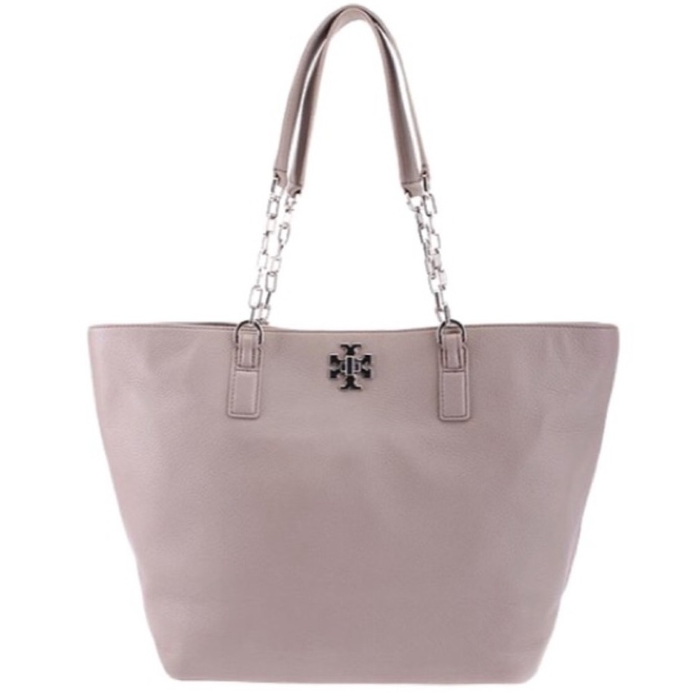 Tory Burch Gray Soft Leather Mercer Tote